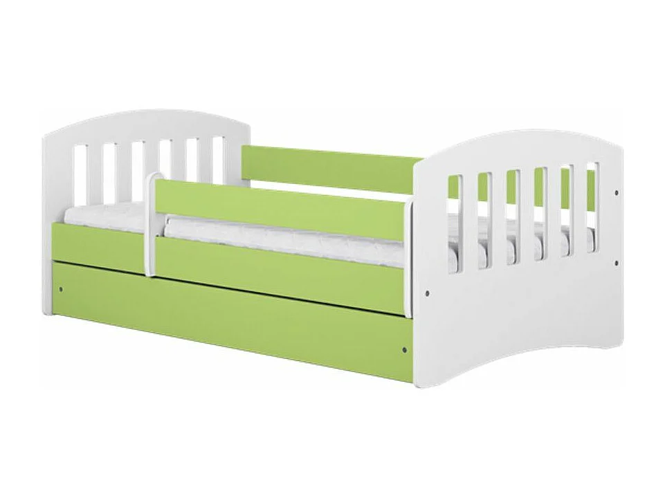 Lit enfant avec barrière de sécurité amovible vert Klaky-80x140