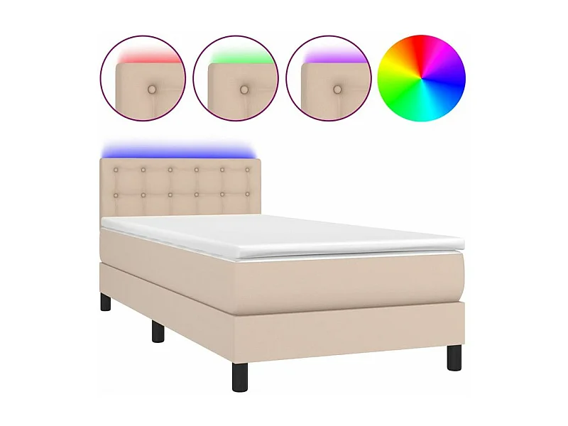Sommier à lattes de lit avec matelas et LED Cappuccino 80x200