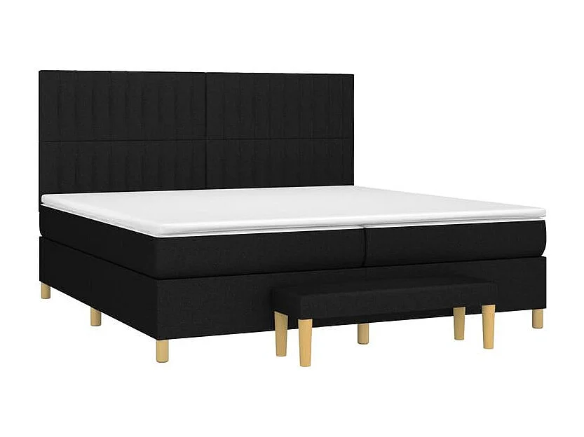 Sommier à lattes de lit avec matelas Noir 200x200 Tissu