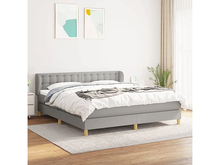 Sommier à lattes de lit avec matelas Gris clair 160x200 Tissu