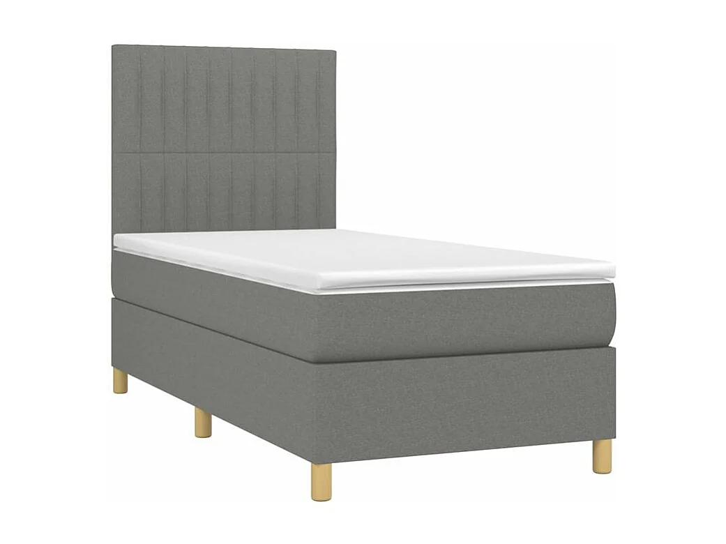 Sommier à lattes de lit et matelas et LED Gris foncé 90x190