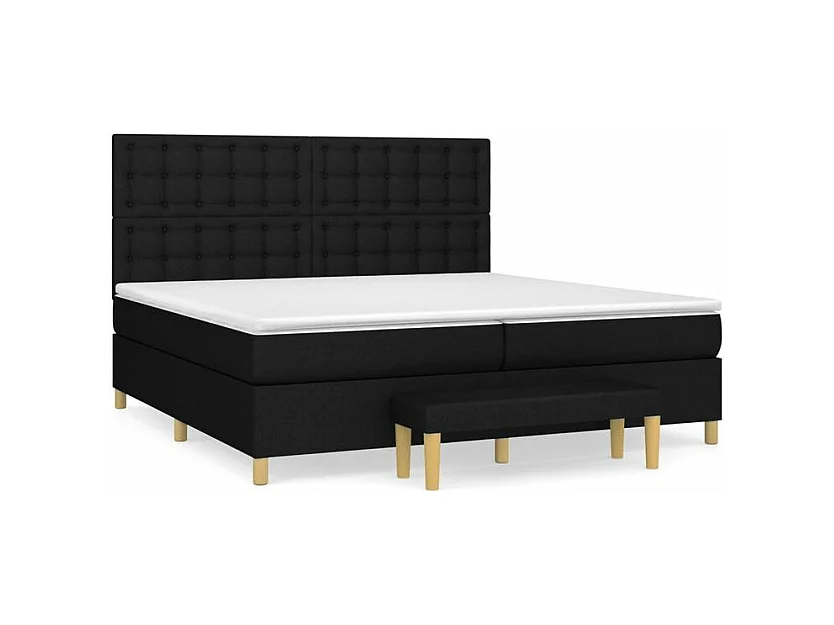 Sommier à lattes de lit avec matelas Noir 200x200 Tissu