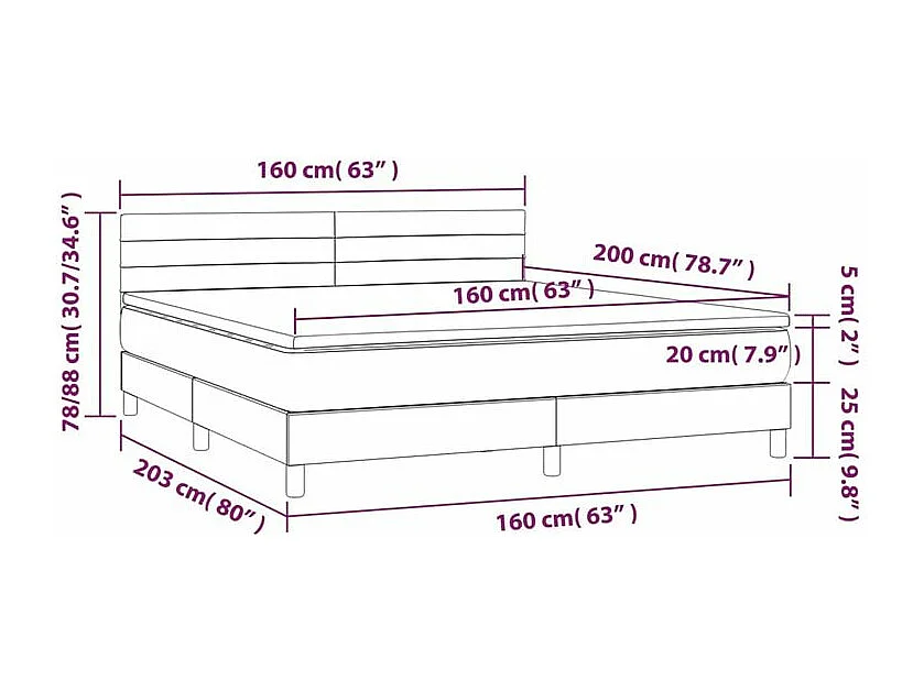 Sommier à lattes de lit avec matelas Rose 160x200 Velours