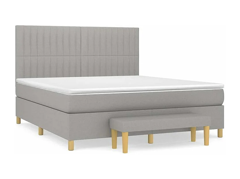 Sommier à lattes de lit avec matelas Gris clair 160x200 Tissu