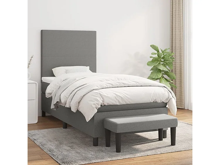 Sommier à lattes de lit avec matelas Gris foncé 80x200 Tissu