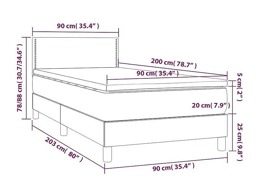Sommier à lattes de lit avec matelas Cappuccino 90x200