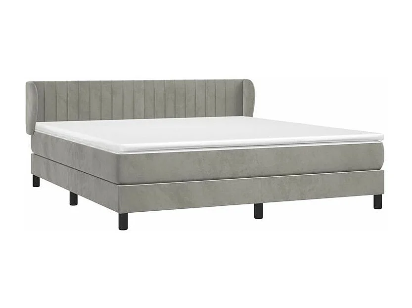 Sommier à lattes de lit et matelas Gris clair 160x200 Velours