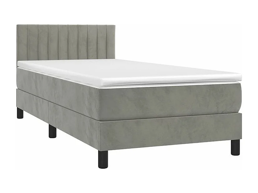 Sommier à lattes de lit et matelas Gris clair 90x200 Velours