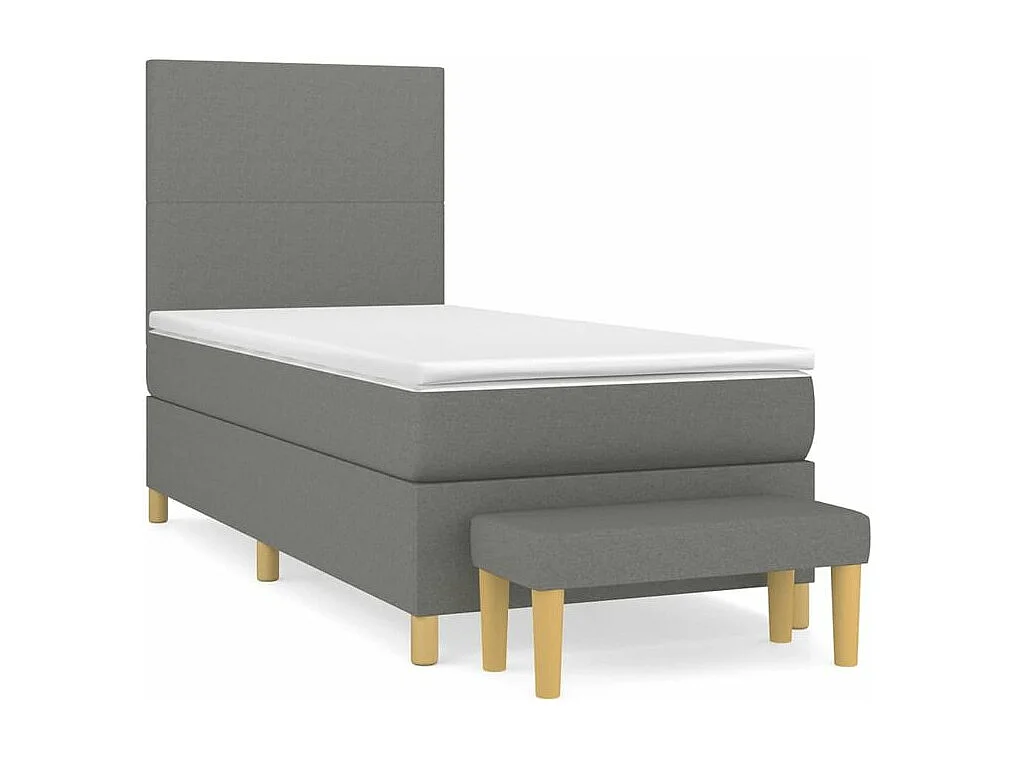 Sommier à lattes de lit avec matelas Gris foncé 100x200 Tissu