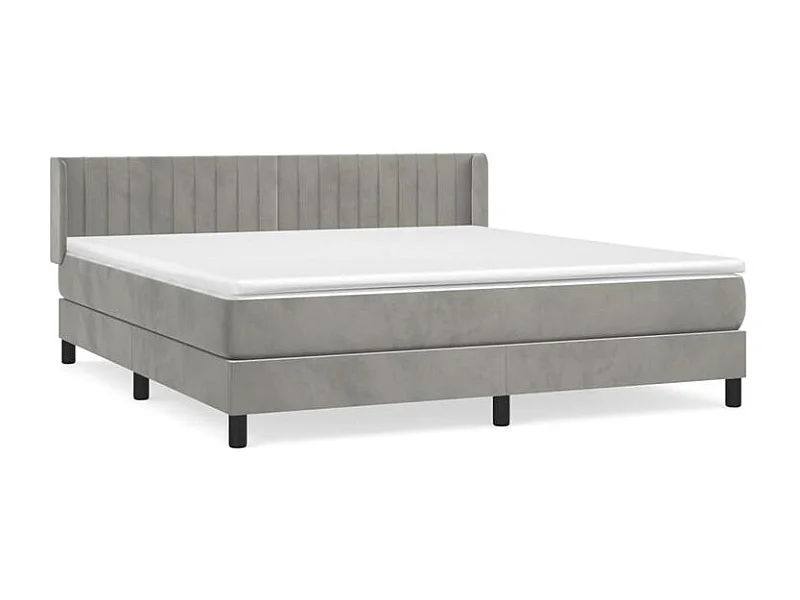 Sommier à lattes de lit et matelas Gris clair 160x200 Velours