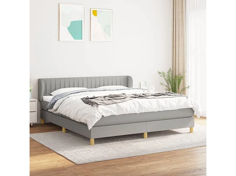 Sommier à lattes de lit avec matelas Gris clair 160x200 Tissu