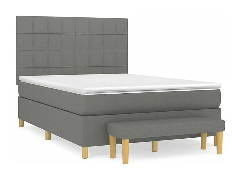 Sommier à lattes de lit avec matelas Gris foncé 140x190 Tissu