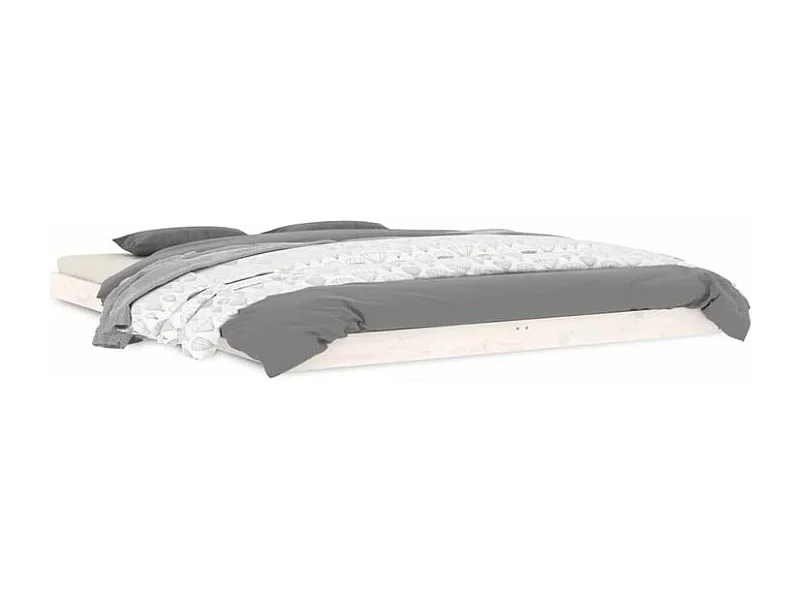 Cadre de lit blanc 150x200 très grand bois de pin massif