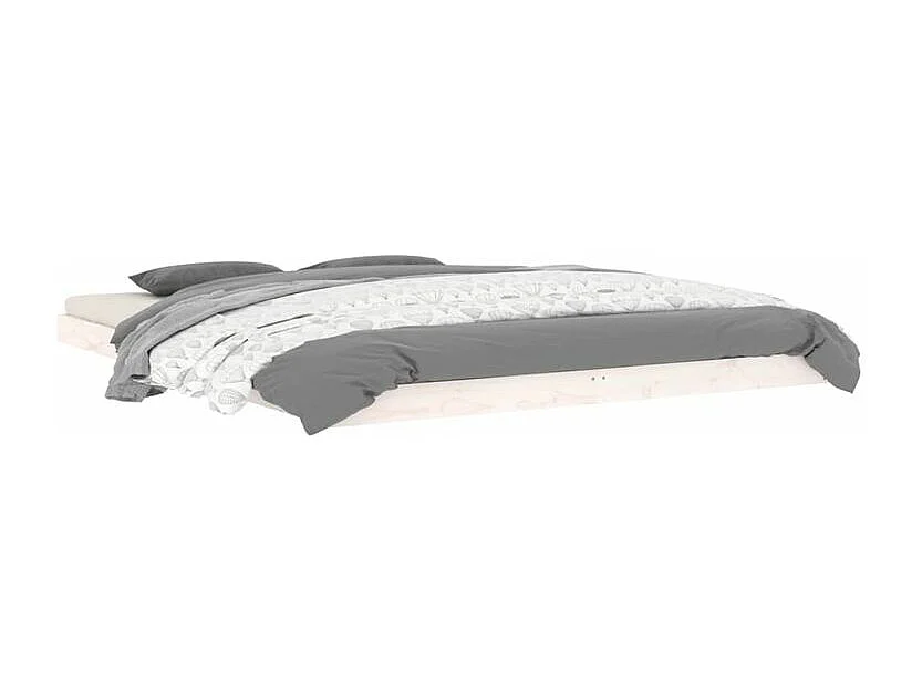 Cadre de lit blanc 150x200 très grand bois de pin massif