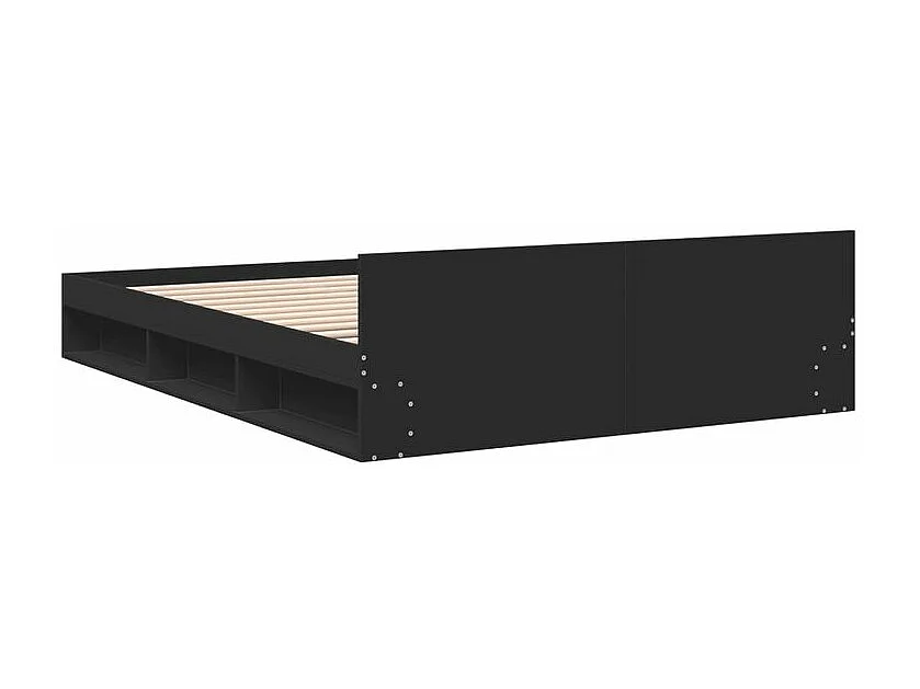 Cadre de lit avec tiroirs noir 150x200 bois d'ingénierie
