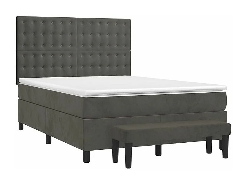 Sommier à lattes de lit et matelas Gris foncé 140x190 Velours