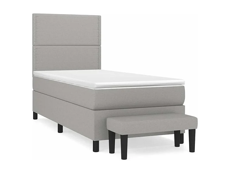 Sommier à lattes de lit avec matelas Gris clair 90x200 Tissu