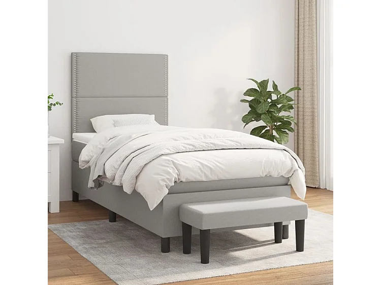 Sommier à lattes de lit avec matelas Gris clair 90x200 Tissu