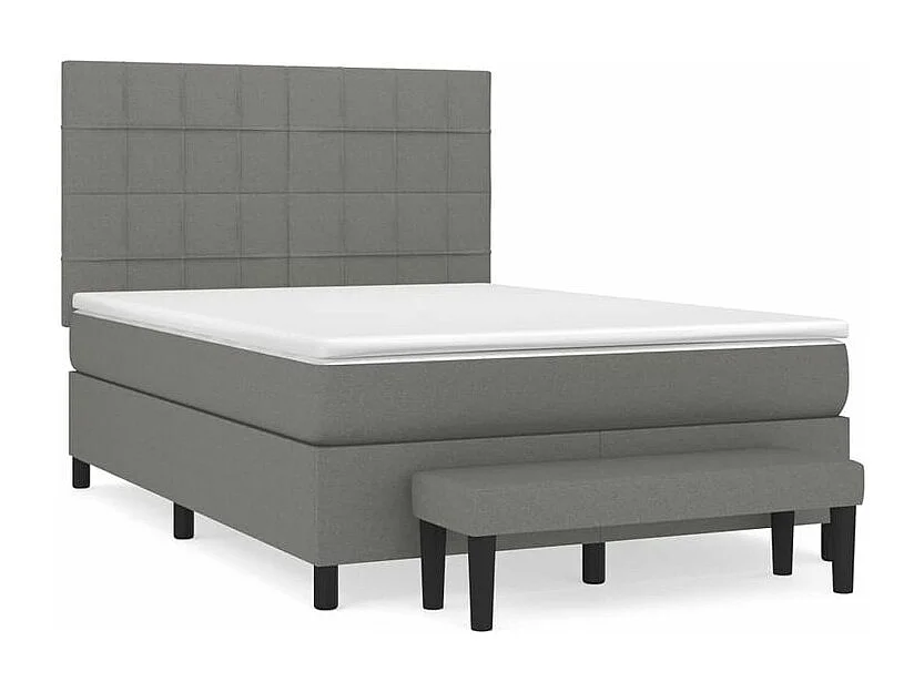 Sommier à lattes de lit avec matelas Gris foncé 140x190 Tissu
