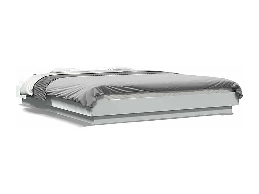 Cadre de lit avec lumières LED blanc 160x200 bois ingénierie