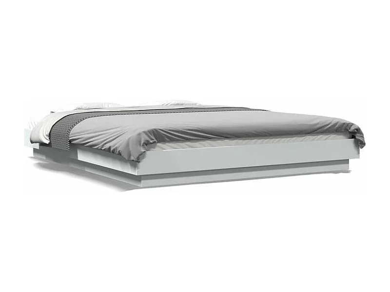 Cadre de lit avec lumières LED blanc 160x200 bois ingénierie