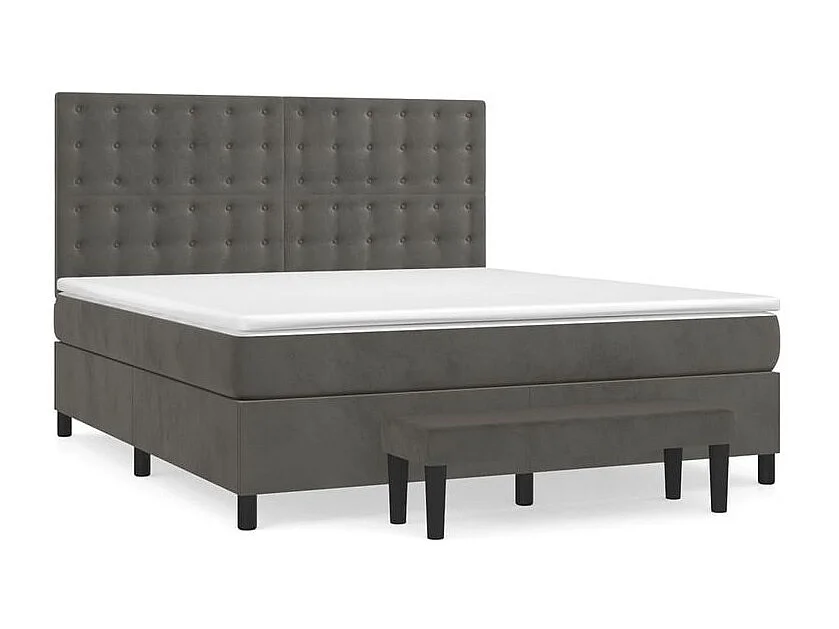 Sommier à lattes de lit et matelas Gris foncé 160x200 Velours