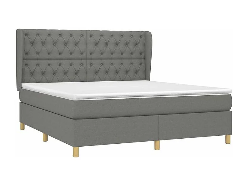 Sommier à lattes de lit avec matelas Gris foncé 160x200 Tissu