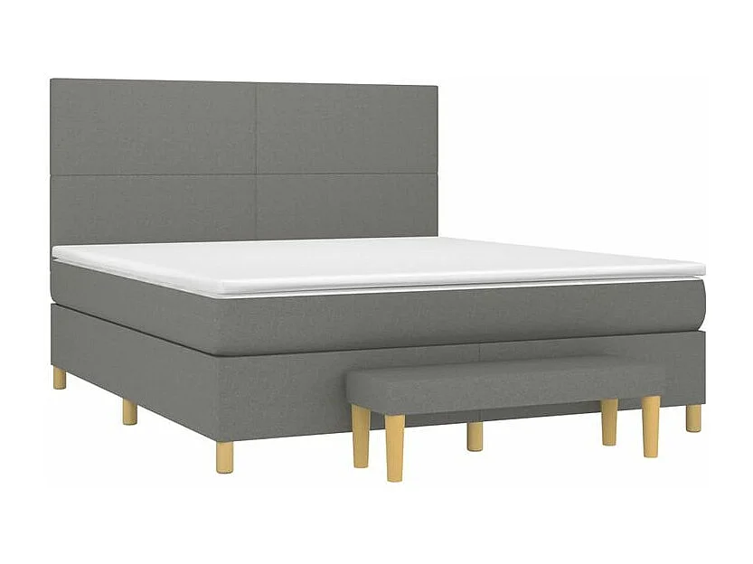 Sommier à lattes de lit avec matelas Gris foncé 180x200 Tissu