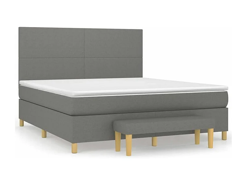 Sommier à lattes de lit avec matelas Gris foncé 180x200 Tissu