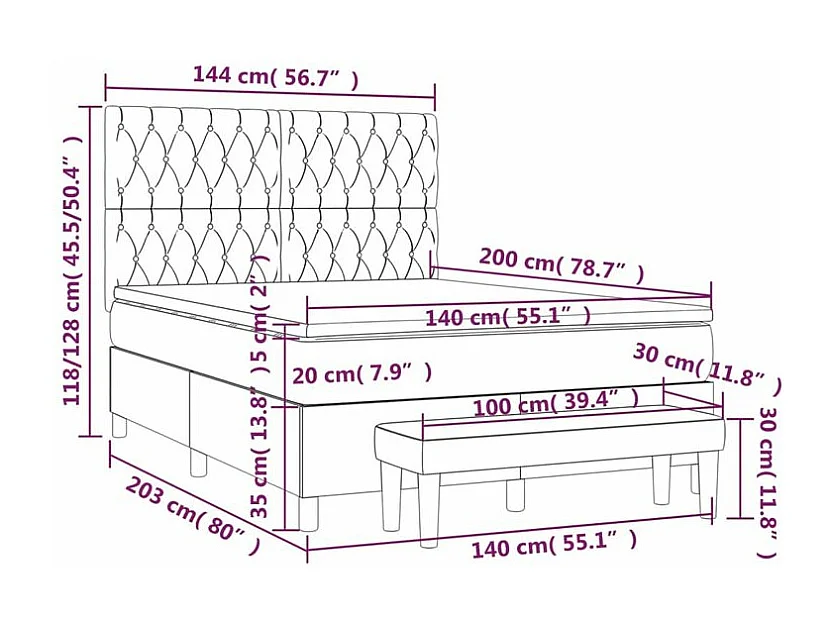Sommier à lattes de lit avec matelas Marron foncé 140x200