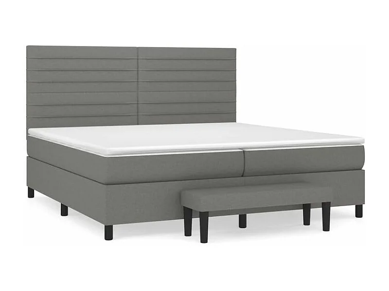 Sommier à lattes de lit avec matelas Gris foncé 200x200 Tissu