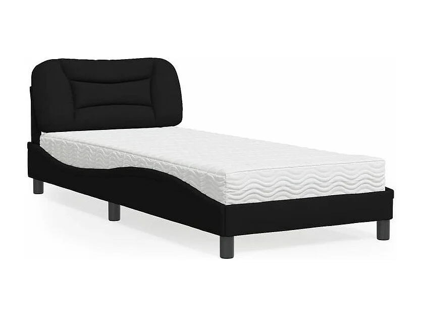 Lit avec matelas noir 80x200 tissu