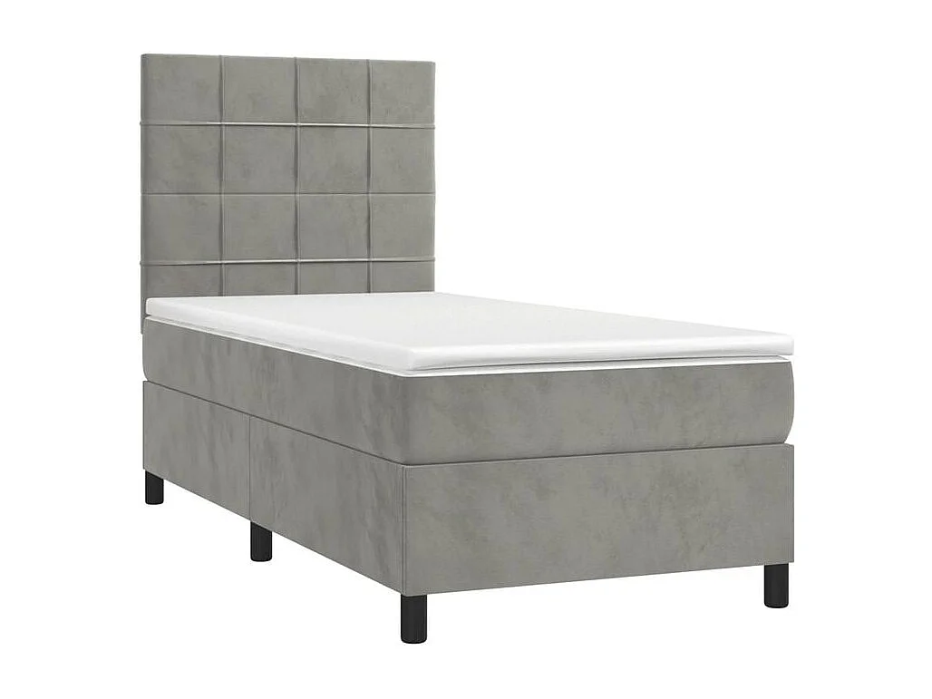 Sommier à lattes de lit et matelas et LED Gris clair 90x200