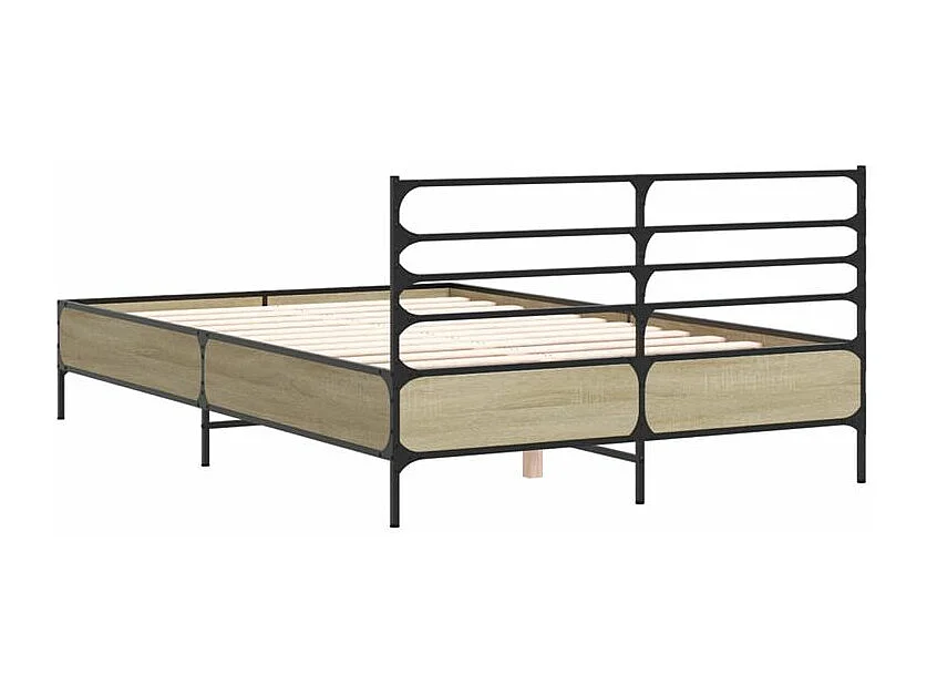 Cadre de lit chêne sonoma 120x200 bois d'ingénierie et métal