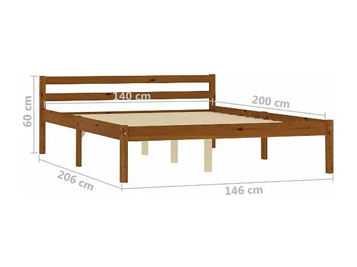 Lit adulte pin massif foncé Dorma 140x200