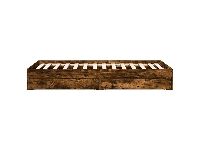 Cadre de lit et tiroirs chêne fumé 90x200 bois d'ingénierie