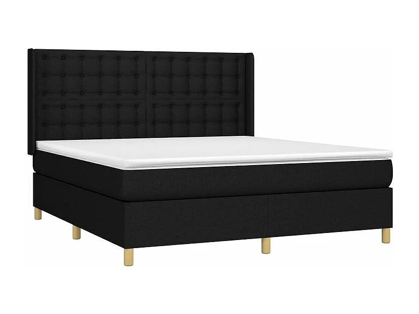 Sommier à lattes de lit avec matelas Noir 160x200 Tissu