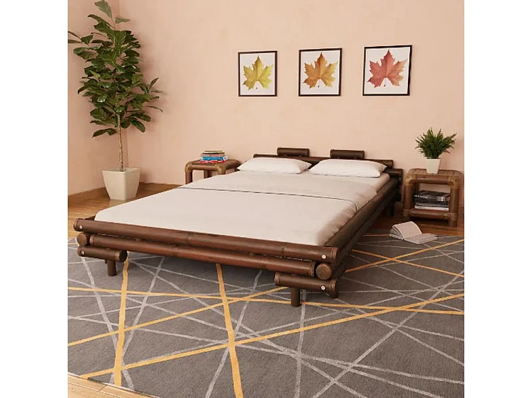 Bedframe bamboe donkerbruin 140x200 cm