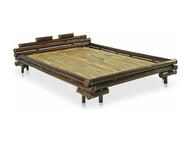 Bedframe bamboe donkerbruin 140x200 cm
