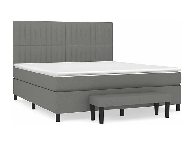 Sommier à lattes de lit avec matelas Gris foncé 160x200 Tissu