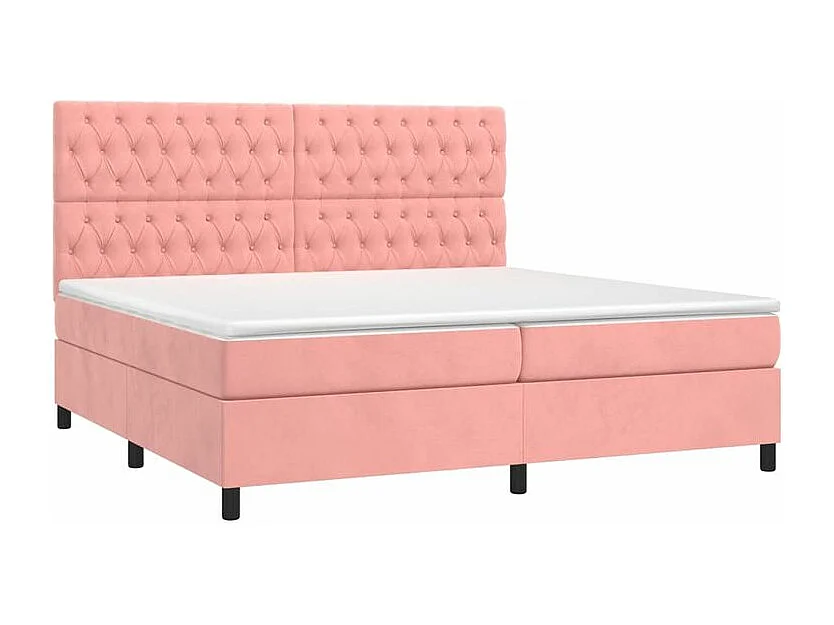 Sommier à lattes de lit matelas et LED Rose 200x200 Velours