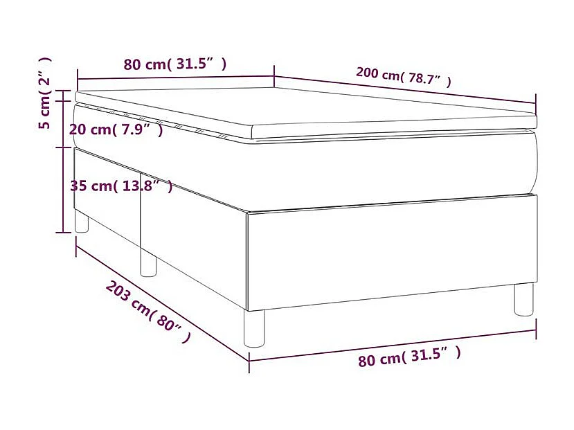 Sommier à lattes de lit avec matelas Gris foncé 80x200 Tissu