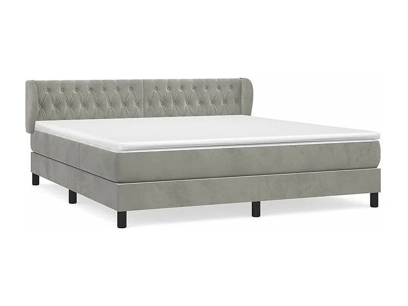 Sommier à lattes de lit et matelas Gris clair 160x200 Velours