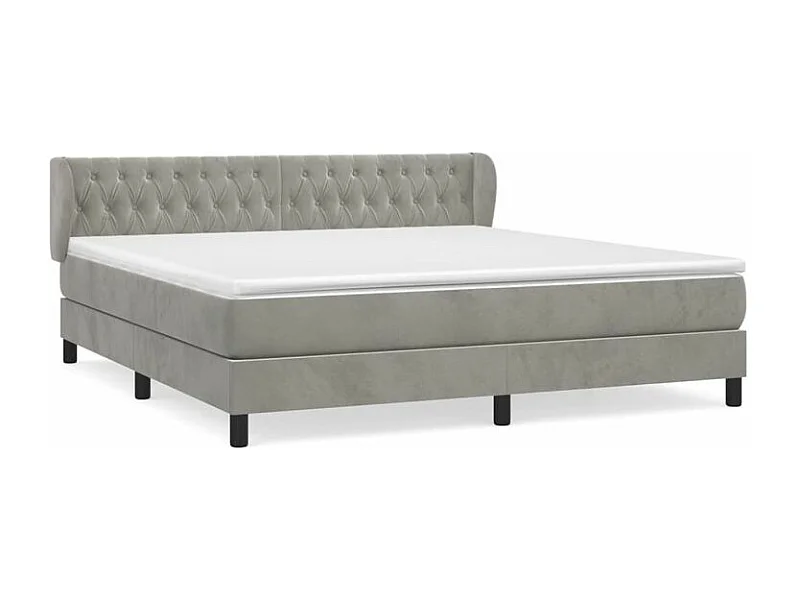 Sommier à lattes de lit et matelas Gris clair 160x200 Velours