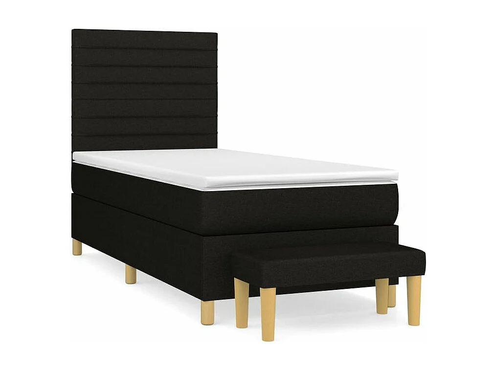 Sommier à lattes de lit avec matelas Noir 90x200 Tissu