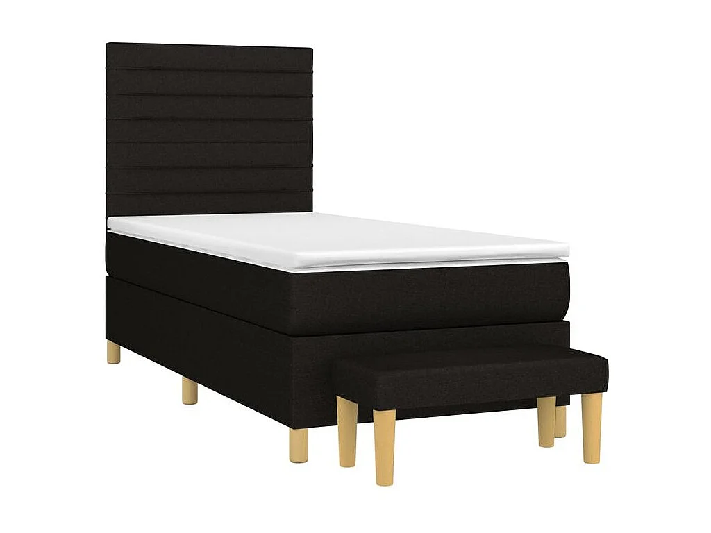 Sommier à lattes de lit avec matelas Noir 90x200 Tissu
