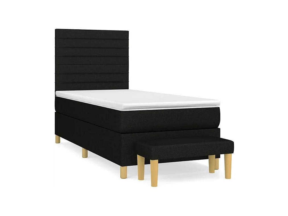 Sommier à lattes de lit avec matelas Noir 90x200 Tissu