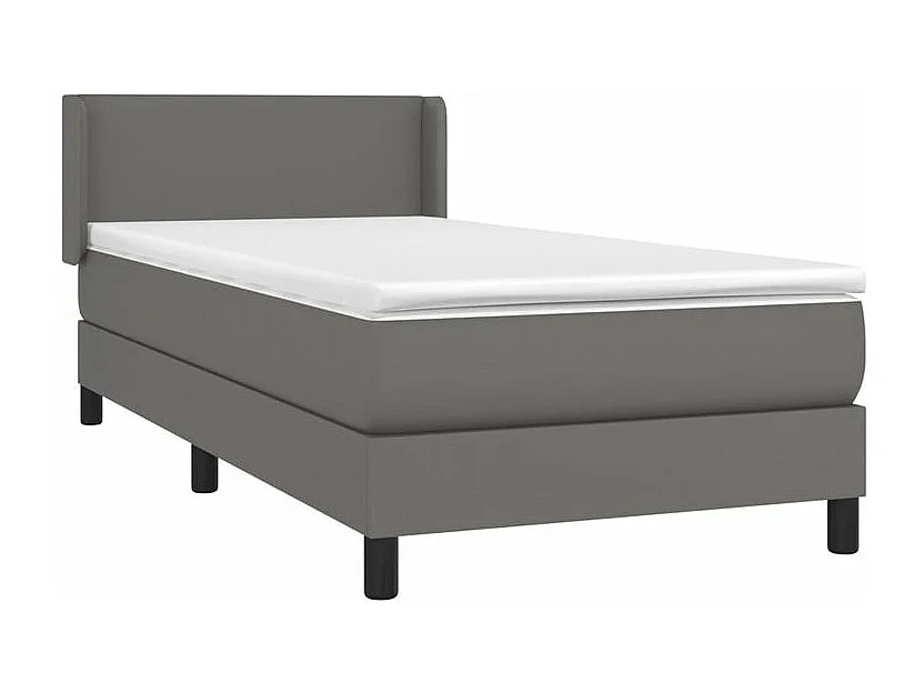 Sommier à lattes de lit avec matelas Gris 90x200 Similicuir
