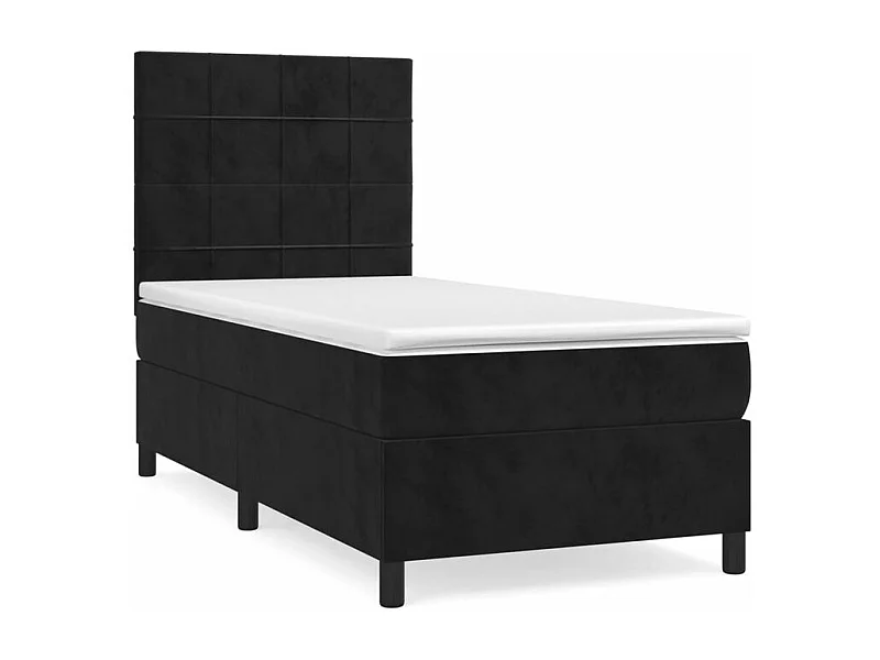 Sommier à lattes de lit avec matelas Noir 90x200 Velours