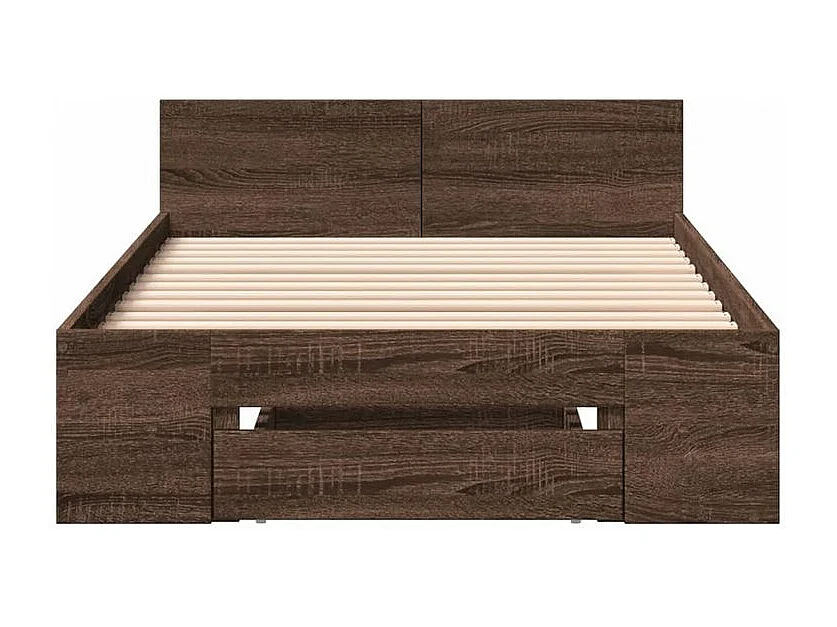 Cadre de lit et tiroir chêne marron 100x200 bois ingénierie